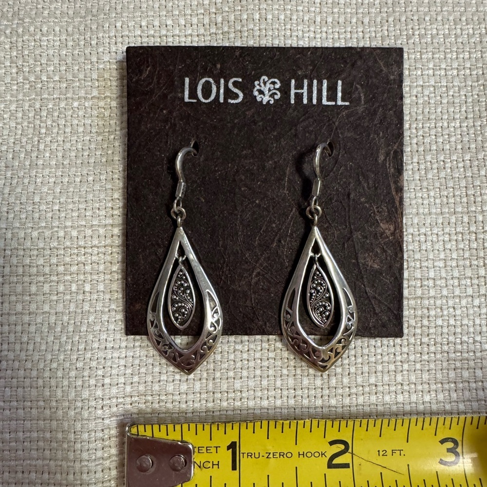 Lois Hill Teardrop Earrings, 925 silver, oxidized, filigree, granulated - Picture 5 of 9